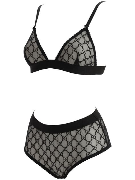 black gucci sheer underwear set